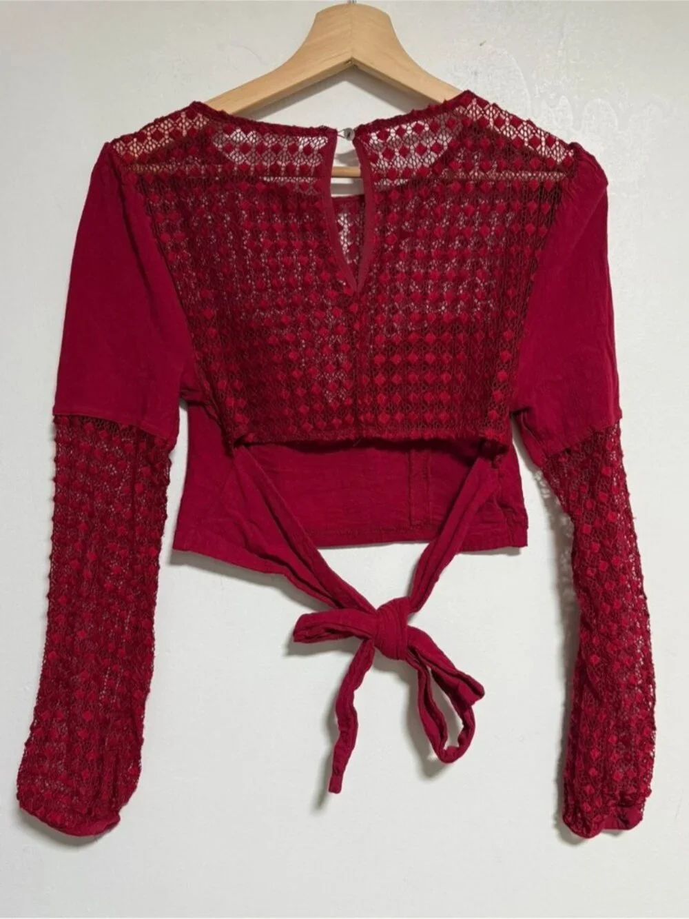 Free People Intimately Lace Tie Back Crop Top Red Size XS